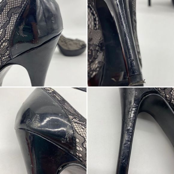 Guess Black And White Lace Platform Stilettos With Ankle Straps Size 7.5 - Picture 10 of 10